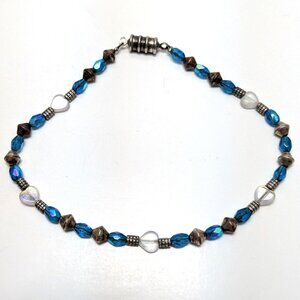 Vintage 90s Heart Crystal Metal Bracelet Iridescent Preppy Kawaii Boho Fairycore